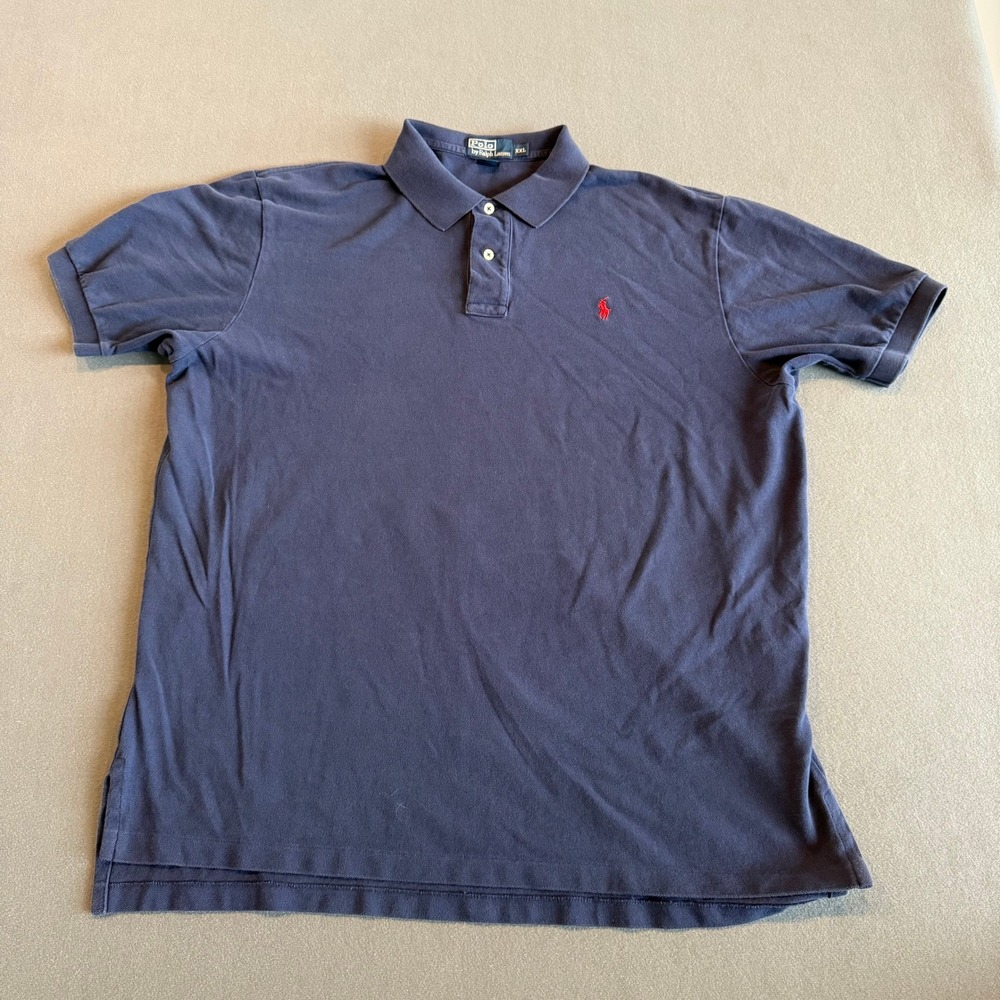 Polo Ralph Lauren Mesh Polo Shirt Navy Blue Red Pony Logo XXL